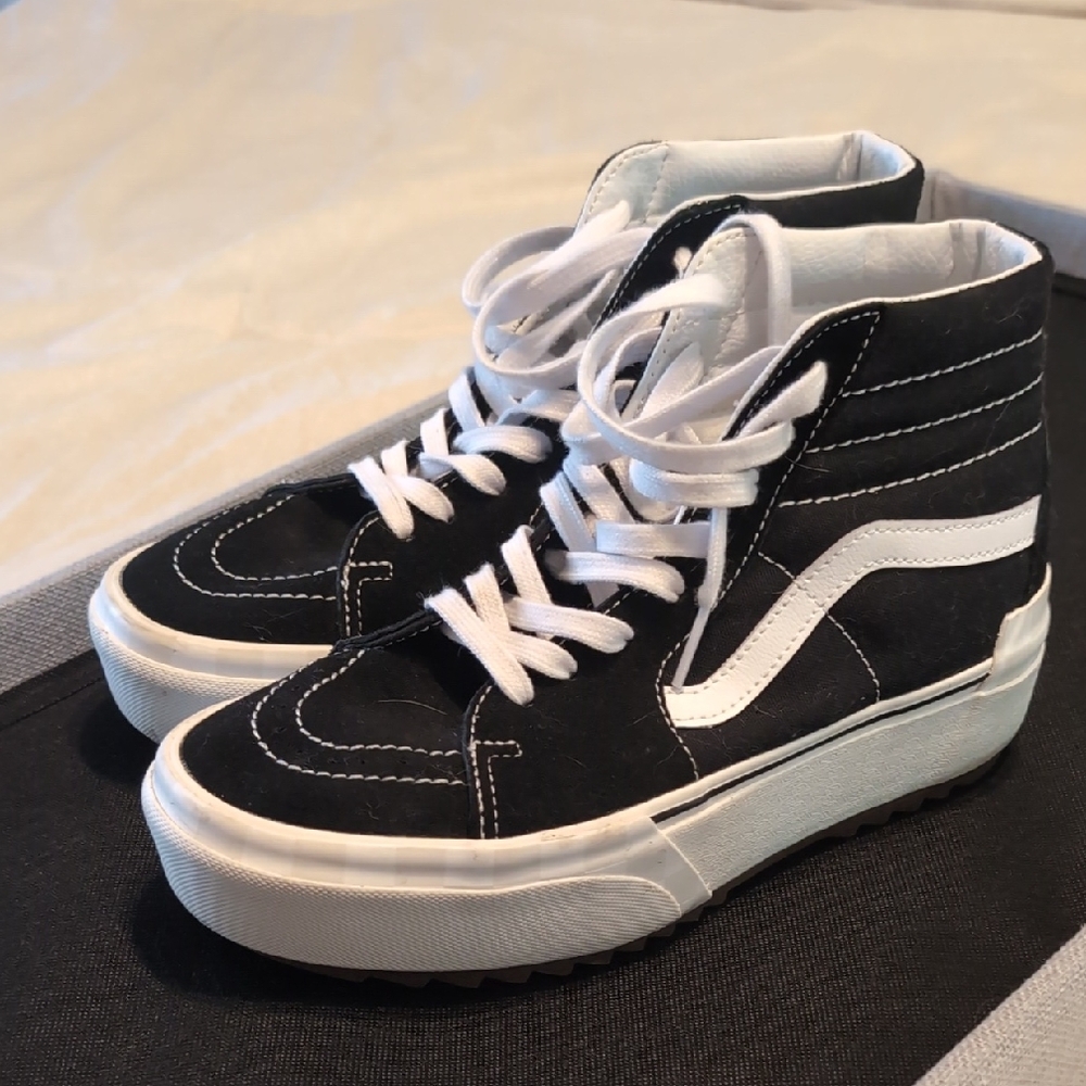 Vans Black and White High-Top Shoes